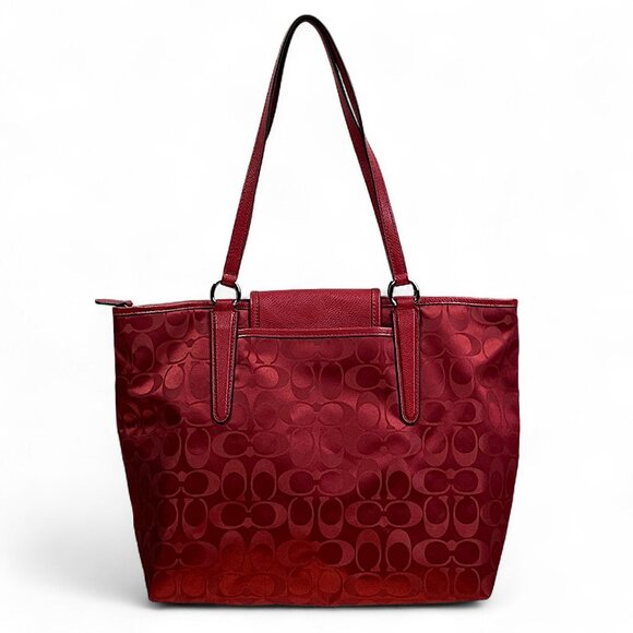 Coach Ward Steen With Leather Trim Monogram Purse Red Tag Tote Bag Pockets - Picture 5 of 16
